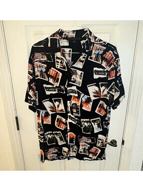 Jaywalker Men's L Rayon Black Southern California Short Sleeve Missing Buttons